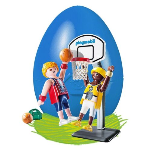Playmobil Huevos 9210 figuras de jugadores de baloncesto con canasta