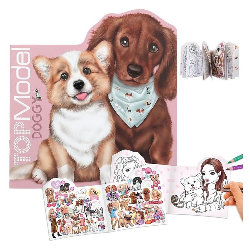 Libro para colorear con pegatinas incluidas Top Model 12714 Kitty and Doggy - Imagen 2