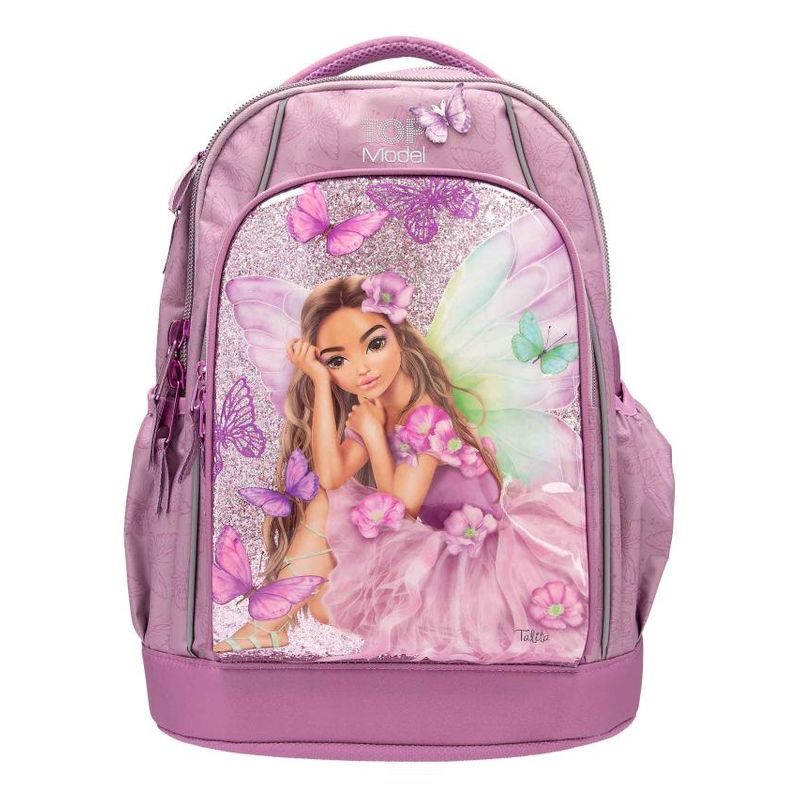 Mochila escolar malva Top Model Fairy Love con triple compartimento 12780