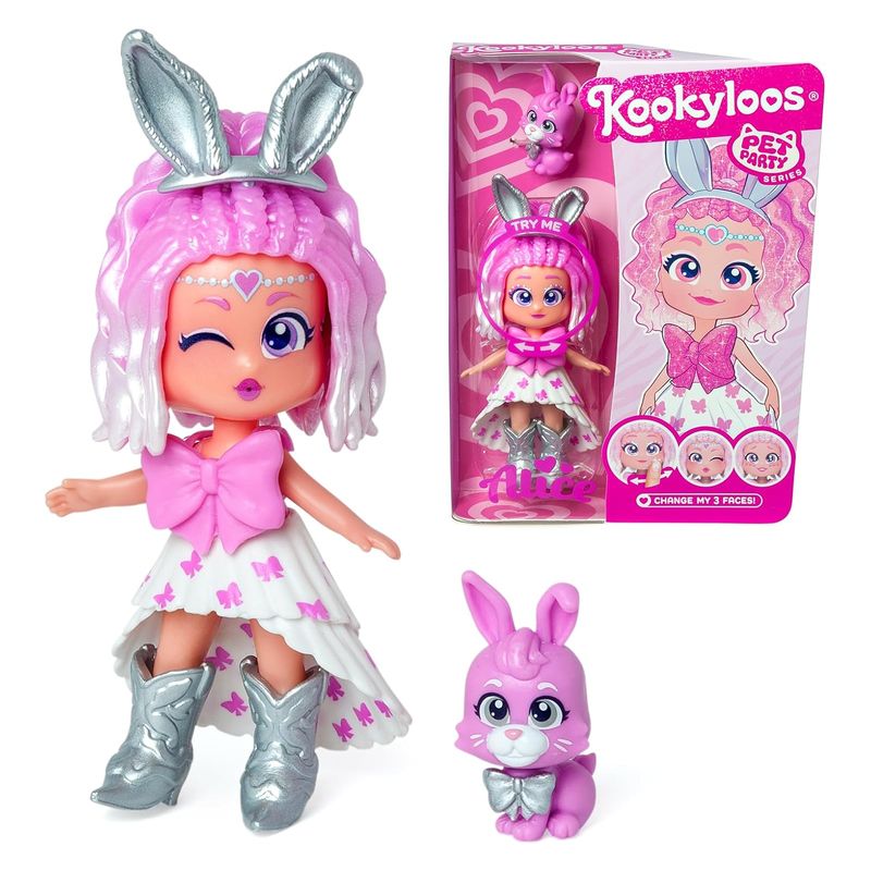Muñeca Kookyloos Alice Serie Pet Party conejo mascota incluido PKL6D112IN0
