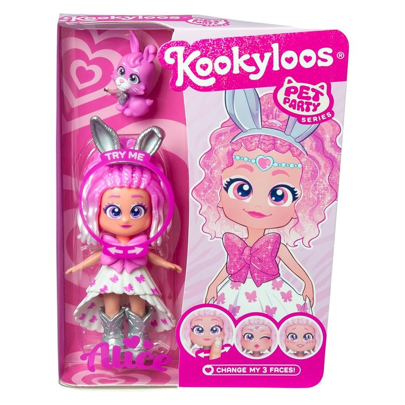 Muñeca Kookyloos Alice Serie Pet Party conejo mascota incluido PKL6D112IN0 - Imagen 2
