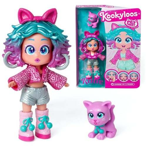 Muñeca Kookyloos Katie Serie Pet Party gatito mascota incluido PKL6D112IN0
