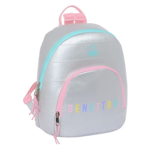 Mini mochila Benetton silver con bolsillo frontal 612353846 SAFTA