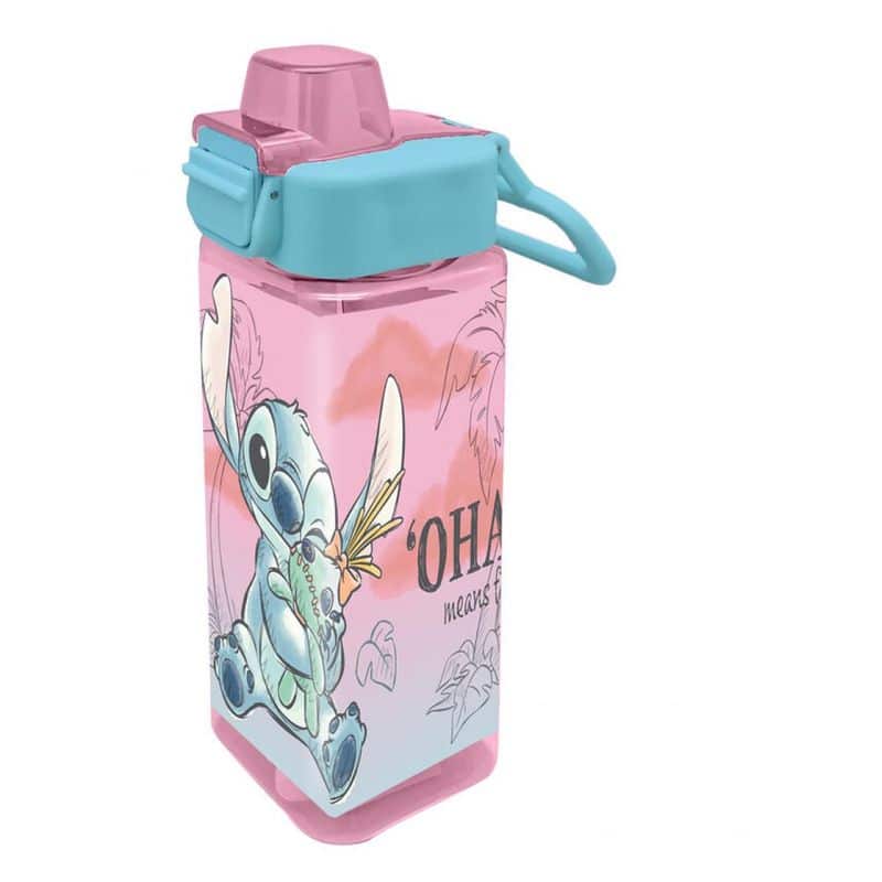 Cantimplora cuadrada Stitch Disney rosa 500 ml 843402