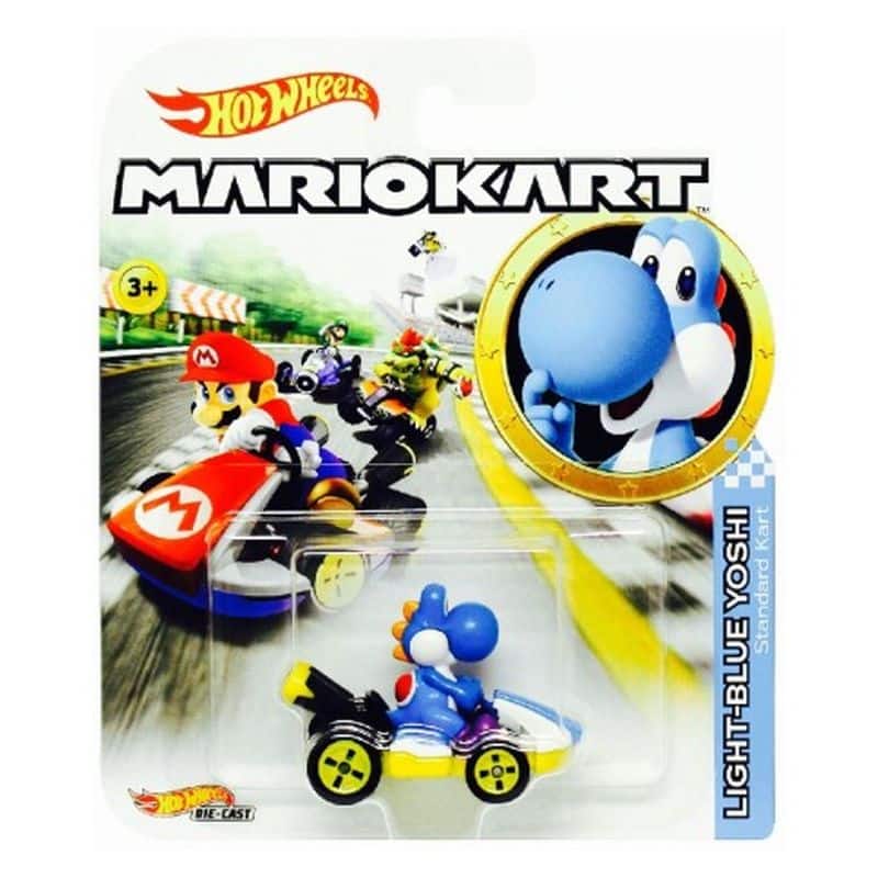 Vehículo Hot Wheels Mario Kart figura Yoshi Blue kart estándar GBG35 Mattel