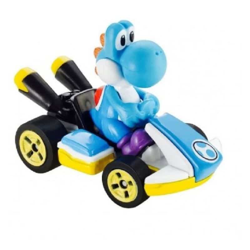 Vehículo Hot Wheels Mario Kart figura Yoshi Blue kart estándar GBG35 Mattel - Imagen 2