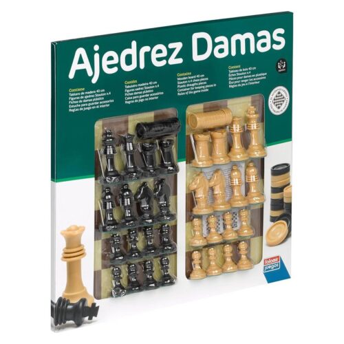 Tablero clásico de ajedrez y damas 40cm doble cara Falomir Juegos 27917