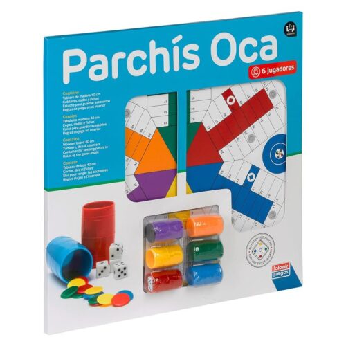 Tablero de Parchís y Oca azul 40x40cm 6 jugadores Falomir Juegos 27916