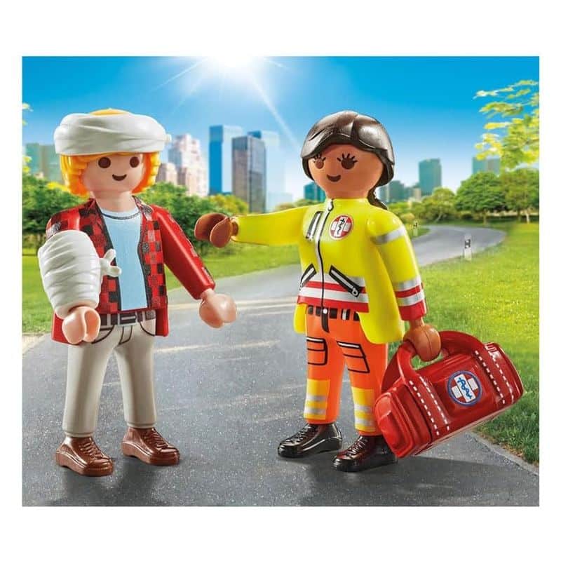Playmobil duo Pack Paramedico con paciente figuras blister 71506 - Imagen 2