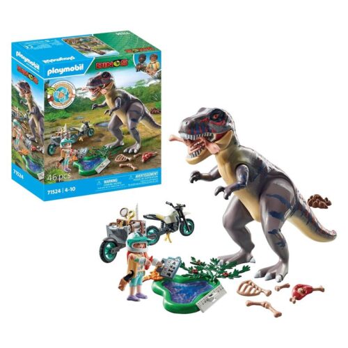 Playmobil rastreadora T-Rex con motocicleta línea Dinos 71524
