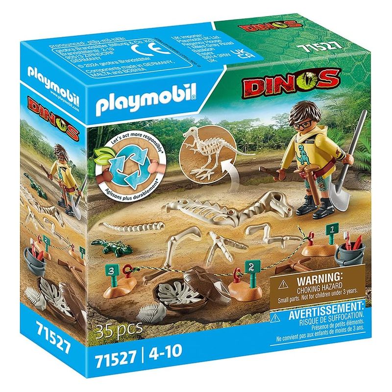 Playmobil set excavación arqueológica esqueleto línea Dinos 71527