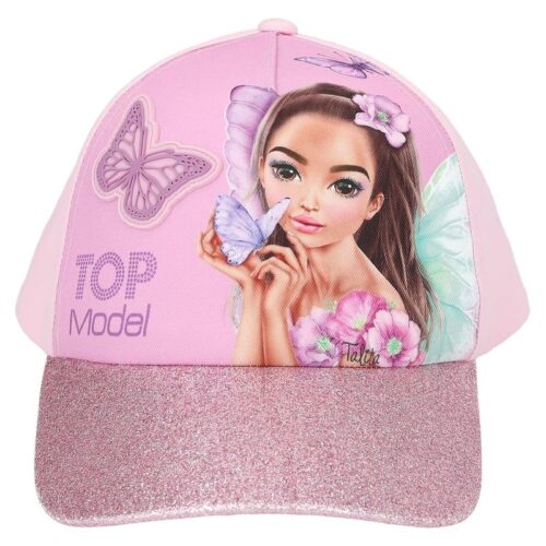 Gorra TOP Model 13008 Fairy Love estampada rosa con techo de purpurina