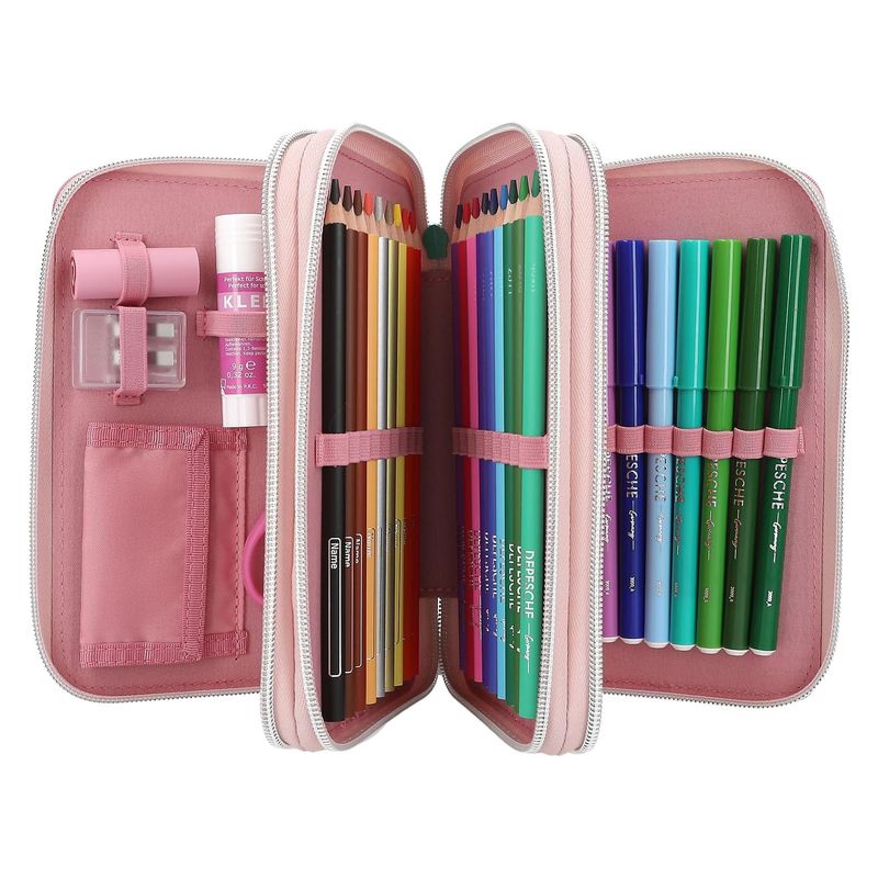 Estuche tres compartimentos TOP Model 12785 Wild rosa estampados animales - Imagen 3