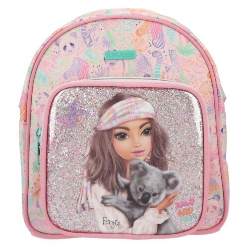 Mochila rosa TOP Model 12788 Wild con estampados de animales y correa
