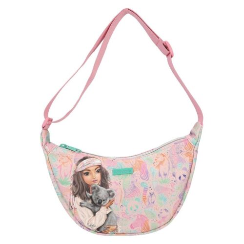 Bandolera pequeña TOP Model 12793 media luna rosa estampado animales