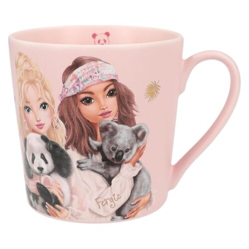 Taza de porcelana TOP Model 12906 rosa con ilustracciones de koala y panda