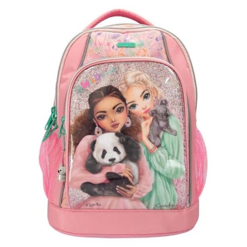 Mochila escolar TOP Model 12790 Wild rosa con diseño de panda y koala