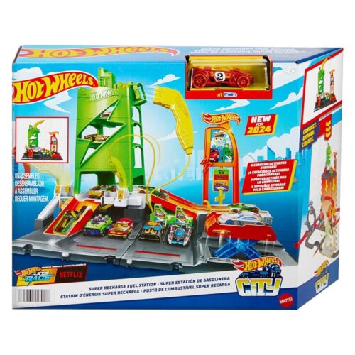 Hot Wheels City estación de carga eléctrica gasolinera HTN79 MATTEL