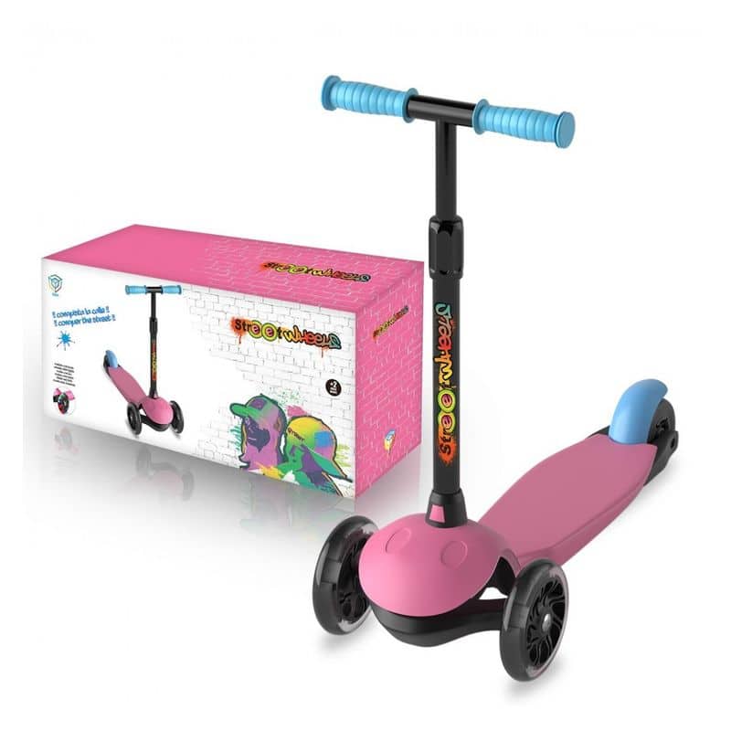 Patinete de 3 ruedas rosa con luces led 914D00018