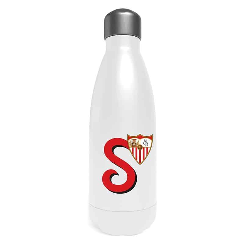 Botella agua acero inoxidable Sevilla FC blanca con letra S B-12S-S CYP