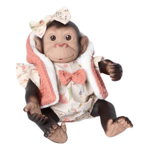 Mono reborn pelele beig y chaleco 35 cm vinilo 3341 ROSA TOYS