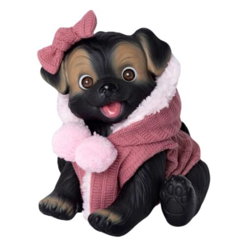 Perrito negro chaleco coral 23 cm cuerpo vinilo 2603 ROSA TOYS