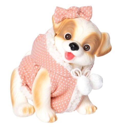 Perrito blanco chaleco coral 23 cm cuerpo vinilo 2607 ROSA TOYS