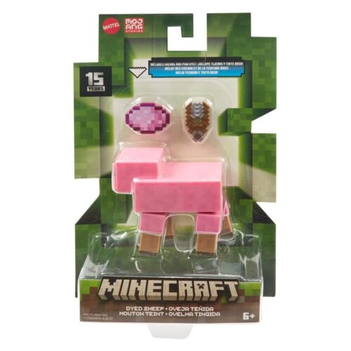 Figura acción MInecraft 15 aniversario oveja teñida rosa HTL79 Mattel