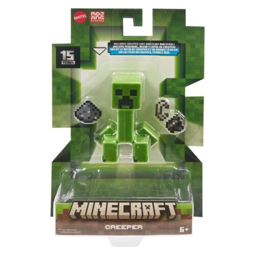Figura acción Minecraft 15 aniversario Creeper acero y cofre HTL80 Mattel