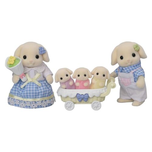 Figuras Familia Conejo Sylvanian Families mamá, papá y los bebés Epoch 5735