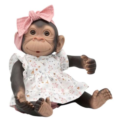 Mono reborn vestido con lazo color rosa 35 cm vinilo 3343-RS ROSA TOYS
