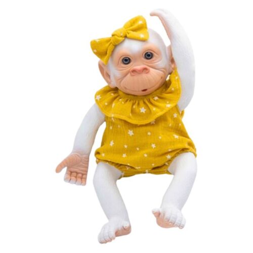 Mono blanco reborn pelele mostaza de 35 cm 3347-MOST ROSA TOY
