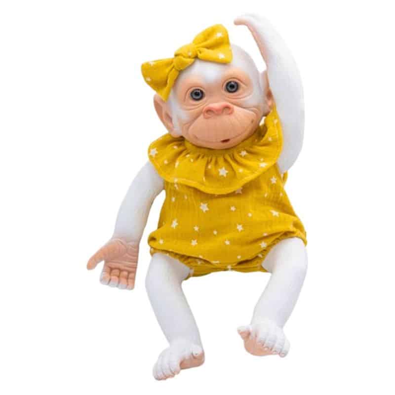 Mono blanco reborn pelele mostaza de 35 cm 3347-MOST ROSA TOY