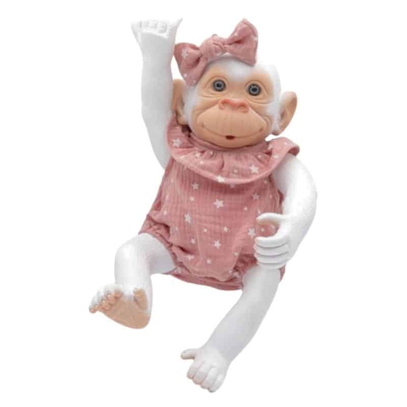 Mono blanco reborn pelele rosa de 35 cm 3347-RS ROSA TOYS