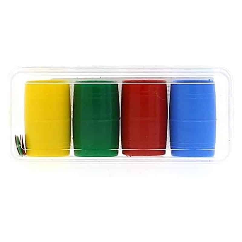 Set de cuatro cubiletes multicolor para jugar al parchís Falomir 27932 - Imagen 2
