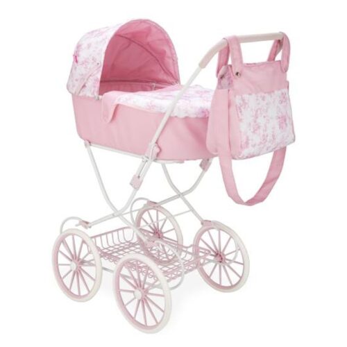Coche con capota y bolso Valentina rosa y blanco 42x72x93cm Arias 40453