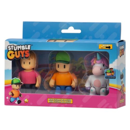 Pack de tres mini figuras de Stumble Guys unicornio 64113003-MRST BIZ