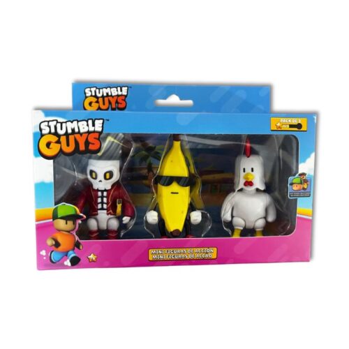 Set figuras Stumble Guys Esqueleto, Banana y gallina 64113003-BA BIZAK