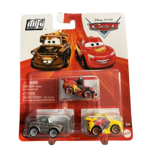 Blister 3 mini racers Disney Cars Rayo McQueen, Sterling y Rusteze Cruz HTR04
