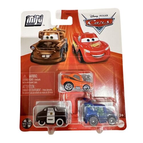 Pack tres coches Mini Racers Disney Cars Snot, Rod y Sheriff HTR05 Mattel