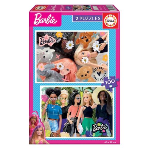 Set 2 puzzles Barbie 100 piezas 40×28 cm 19300 EDUCA BORRAS