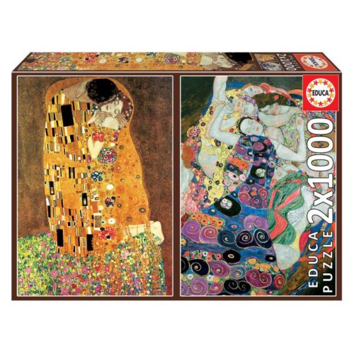 Puzzle 2×1000 piezas El beso + La Virgen Gustav Klimt 18488 EDUCA BORRAS