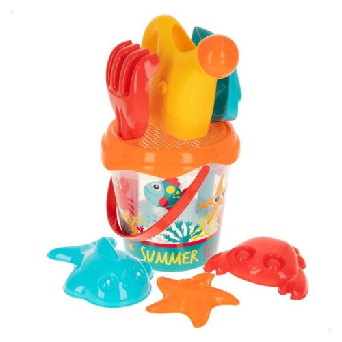 Set cubo playa 18 cm summer sea con bolsa red Color Beach 49267 COLOR BABY