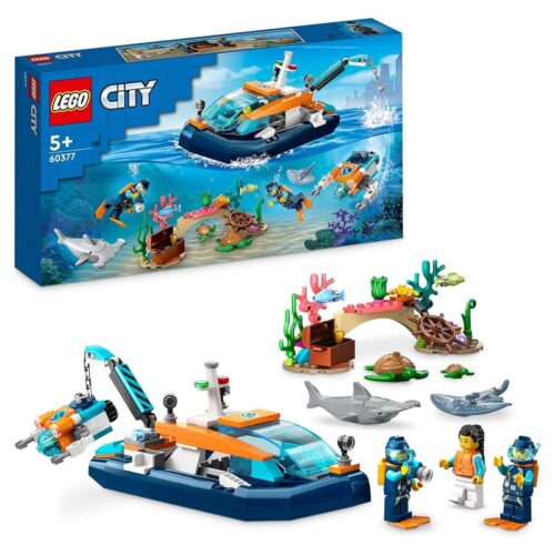 LEGO 60377 City Barco de buceo explotador con mini-submarino y figuras