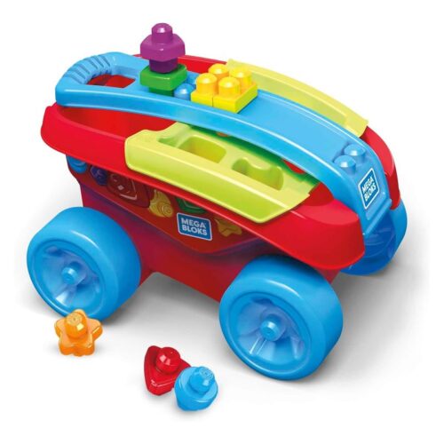 Carrito encajabloques Mega Bloks set construcción para bebés Mattel FVJ47