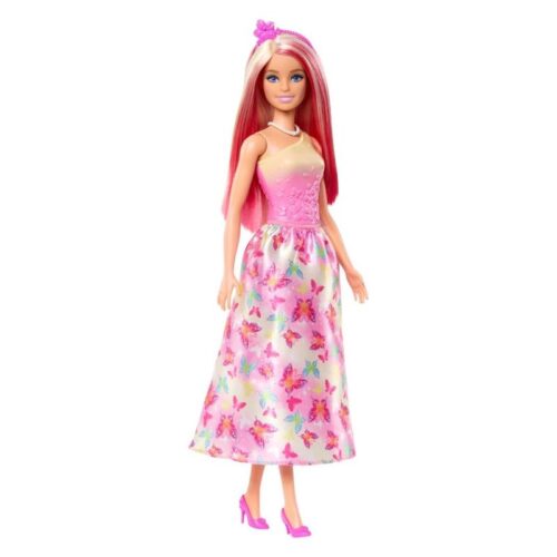 Muñeca Barbie falda mariposa rosa con diadema HRR08sHRR07 MATTEL