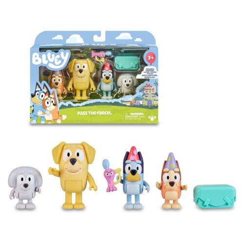 Pack cuatro figuras Bluey amigos listos para cumpleaños BLY63000-BLBL Famosa