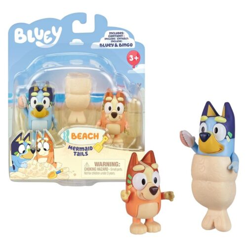 Pack figuras Bluey con Bingo edición sirenas en la playa BLY69000-MT Famosa