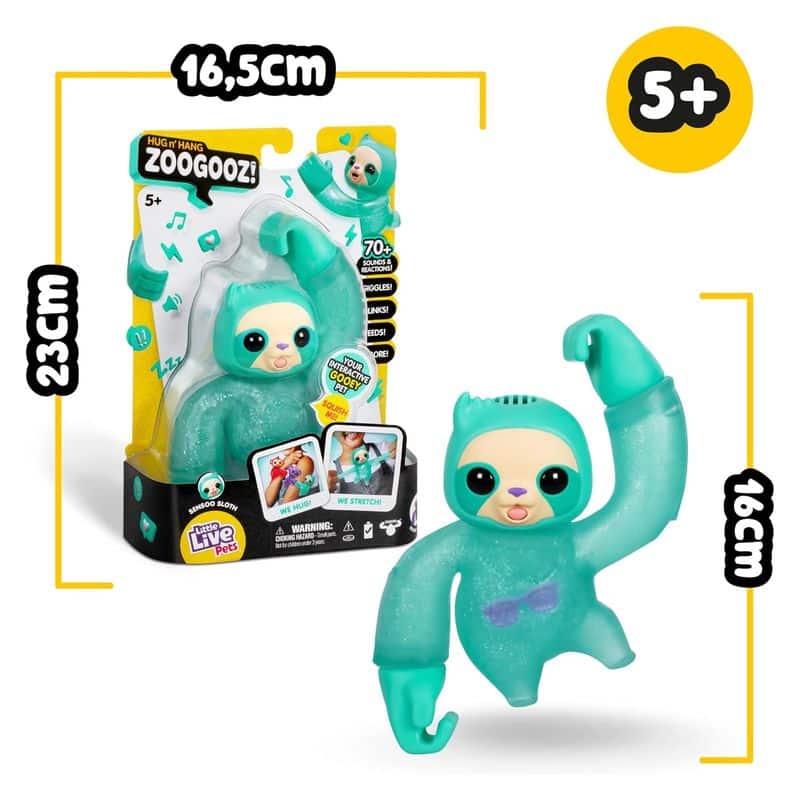 Mascota elástica Zoogooz Sensoo Little Live Pets LP400000-PEREZ Sloth Famosa - Imagen 2