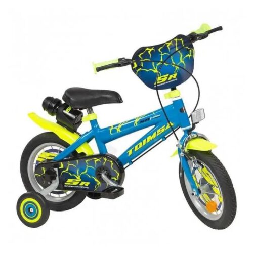 Bicicleta infantil 12 pulgadas Rayos azul y amarilla Toimsa 12028